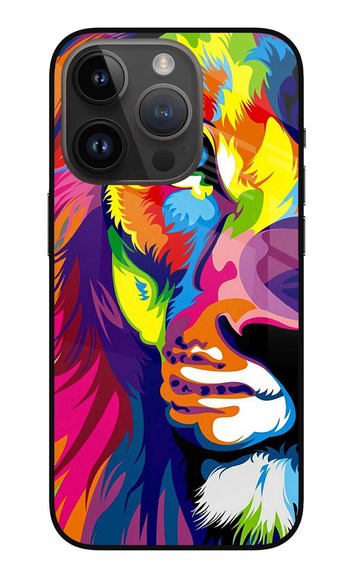 Lion Half Face iPhone 14 Pro Glass Case