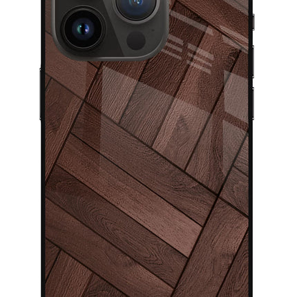 Wooden Texture Design iPhone 14 Pro Glass Case Back Cover by Casekaro