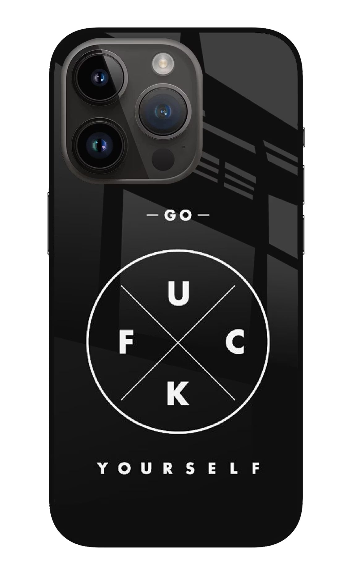 Go Fuck Yourself iPhone 14 Pro Glass Case Back Cover by Casekaro