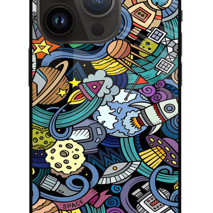Space Abstract iPhone 14 Pro Glass Case Back Cover by Casekaro