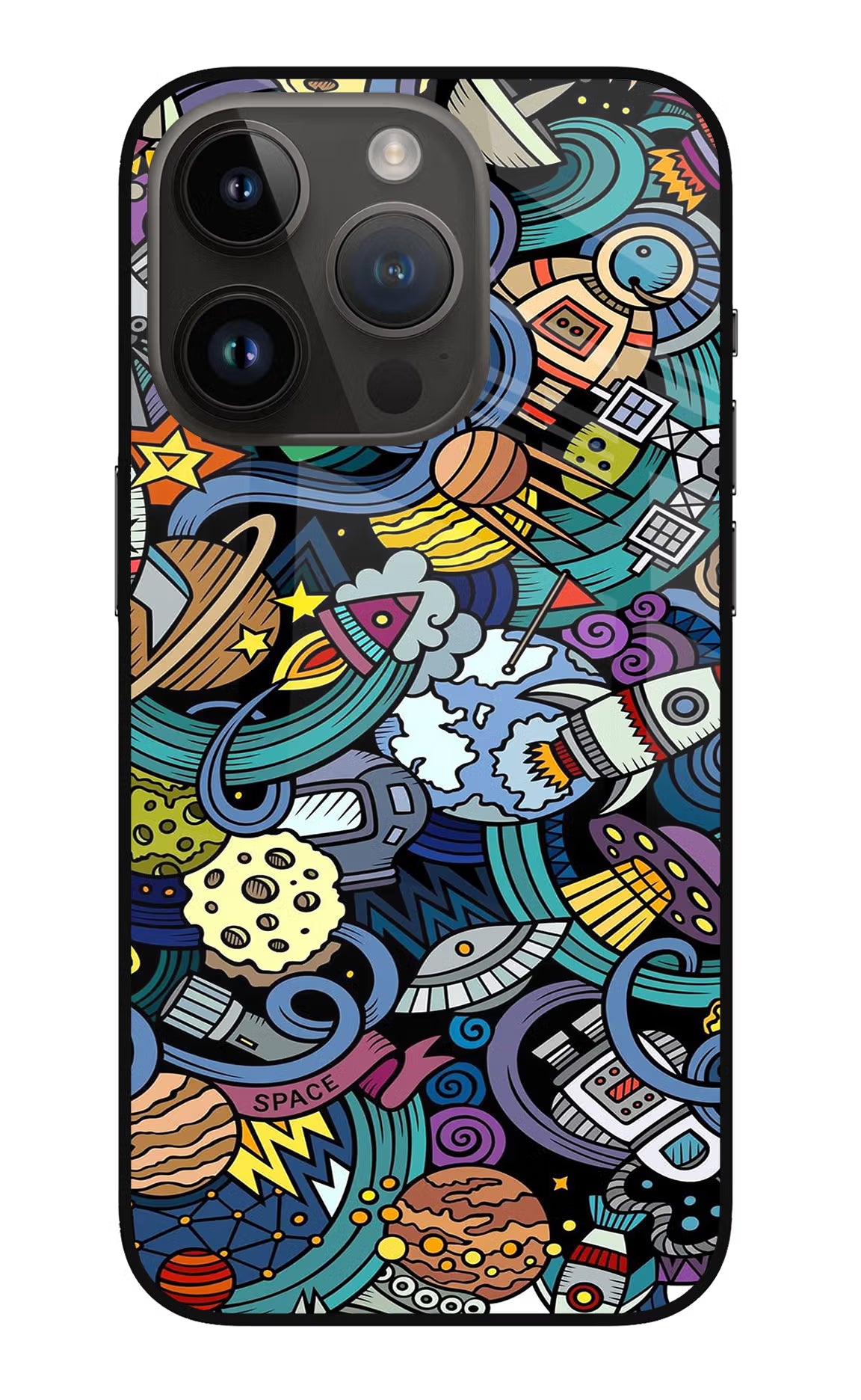 Space Abstract iPhone 14 Pro Glass Case Back Cover by Casekaro