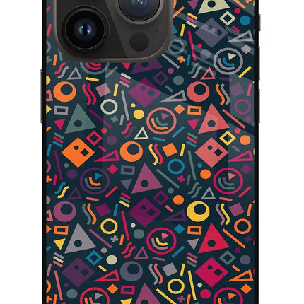 Geometric Abstract iPhone 14 Pro Glass Case Back Cover by Casekaro
