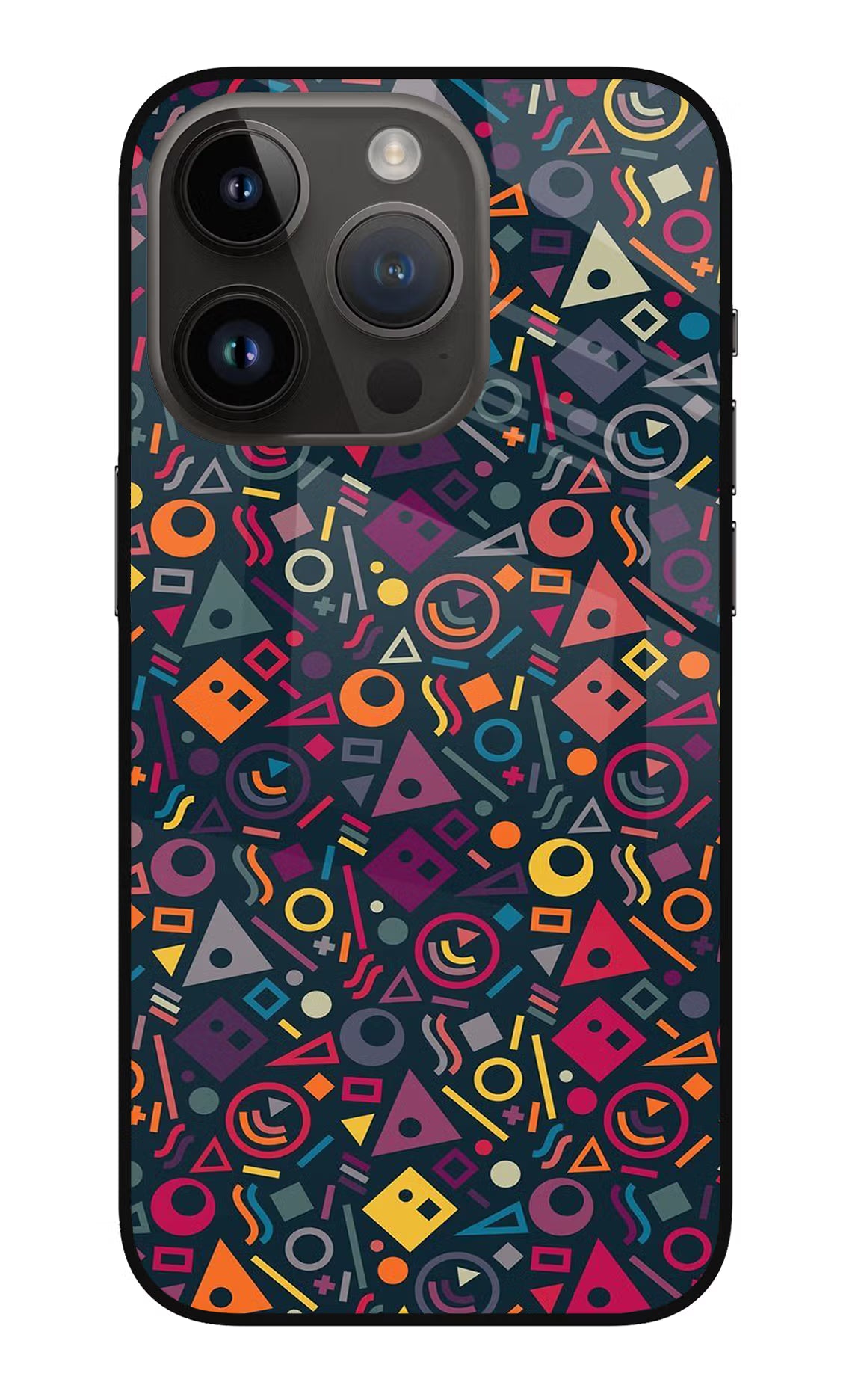 Geometric Abstract iPhone 14 Pro Glass Case Back Cover by Casekaro