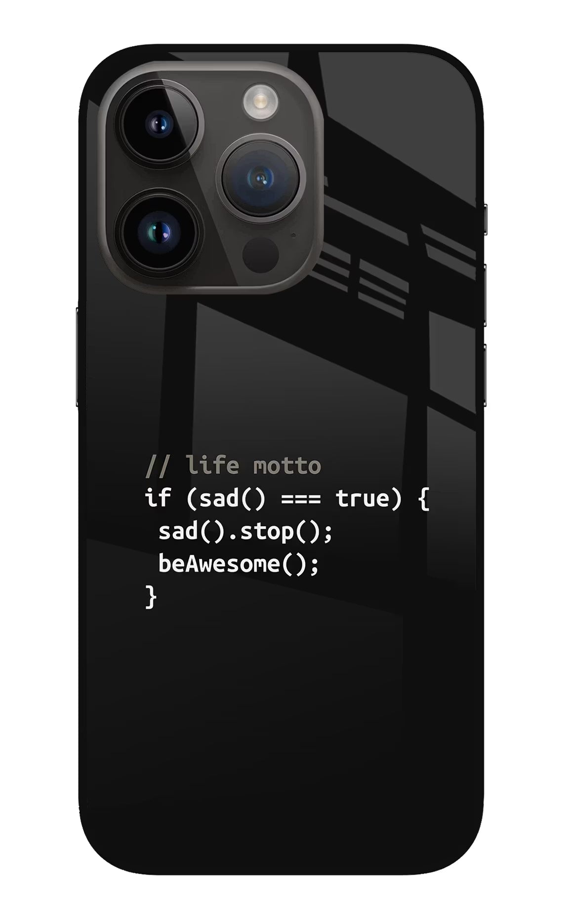 Life Motto Code iPhone 14 Pro Glass Case Back Cover by Casekaro