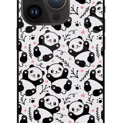 Cute Panda iPhone 14 Pro Glass Case Back Cover by Casekaro