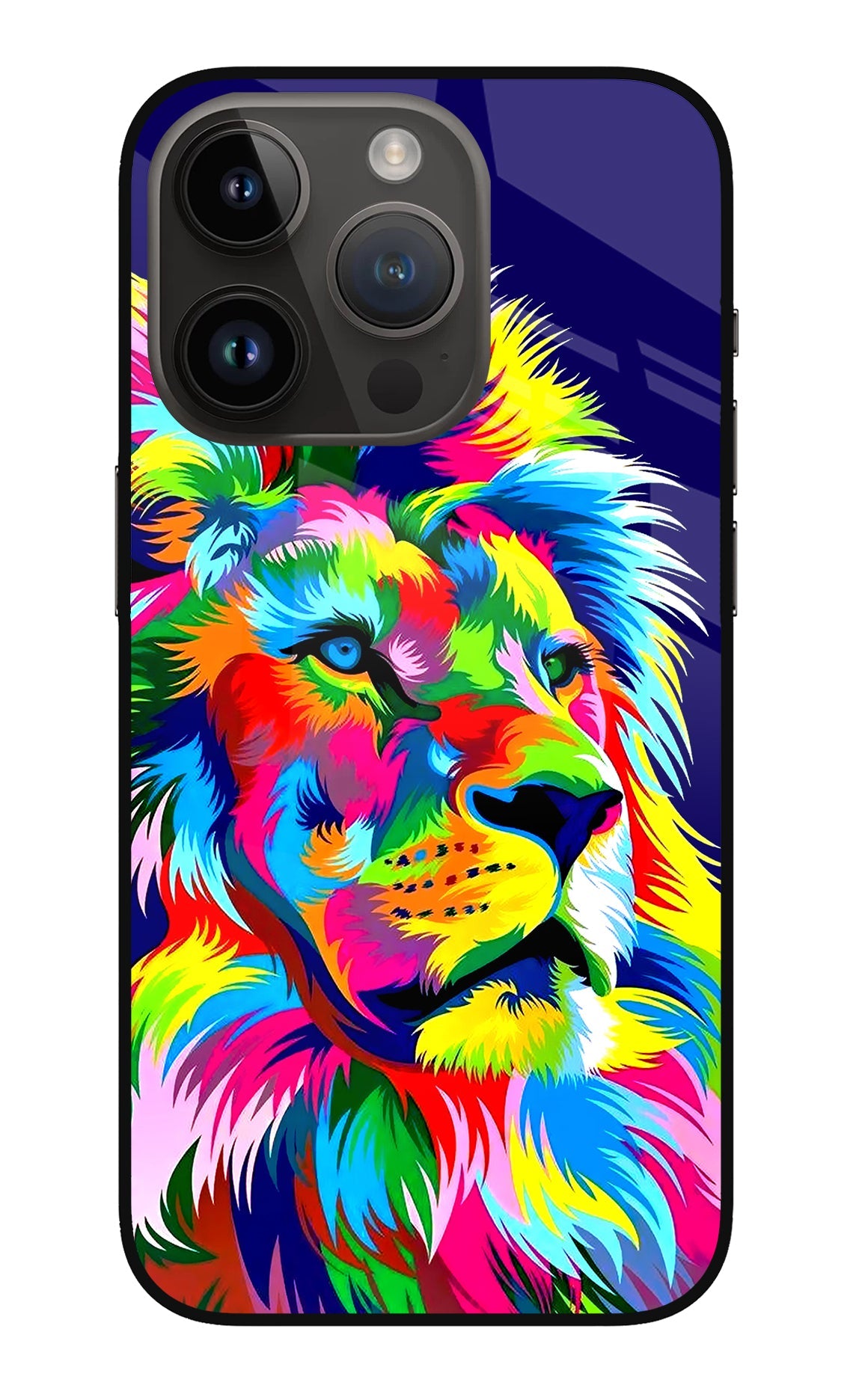 Vector Art Lion iPhone 14 Pro Glass Case