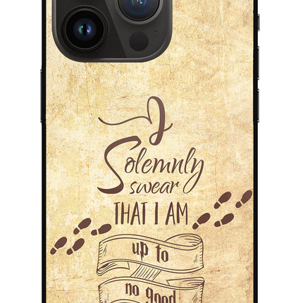 I Solemnly swear that i up to no good iPhone 14 Pro Glass Case Back Cover by Casekaro