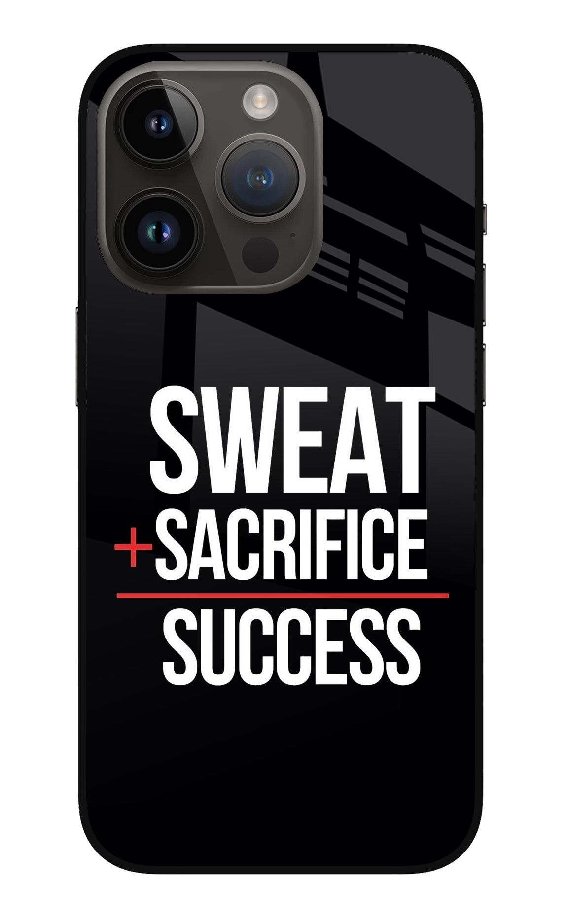 Sweat Sacrifice Success iPhone 14 Pro Glass Case