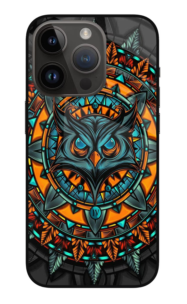 Angry Owl Art iPhone 14 Pro Glass Case