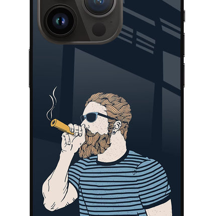Smoking iPhone 14 Pro Glass Case Back Cover by Casekaro