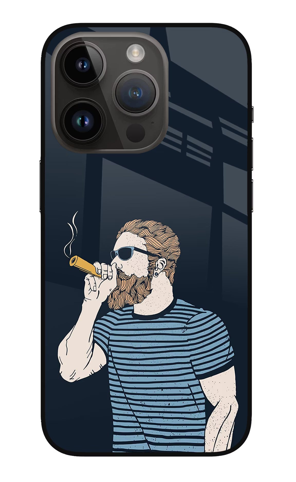 Smoking iPhone 14 Pro Glass Case Back Cover by Casekaro
