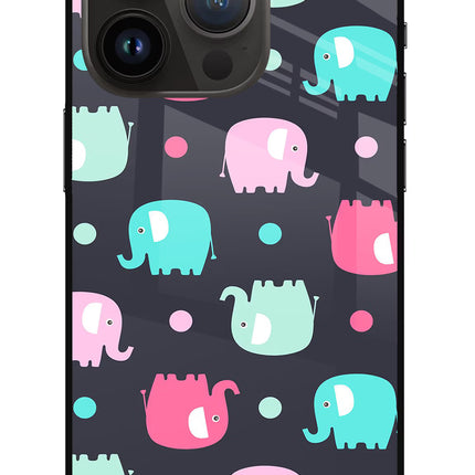 Elephants iPhone 14 Pro Glass Case Back Cover by Casekaro