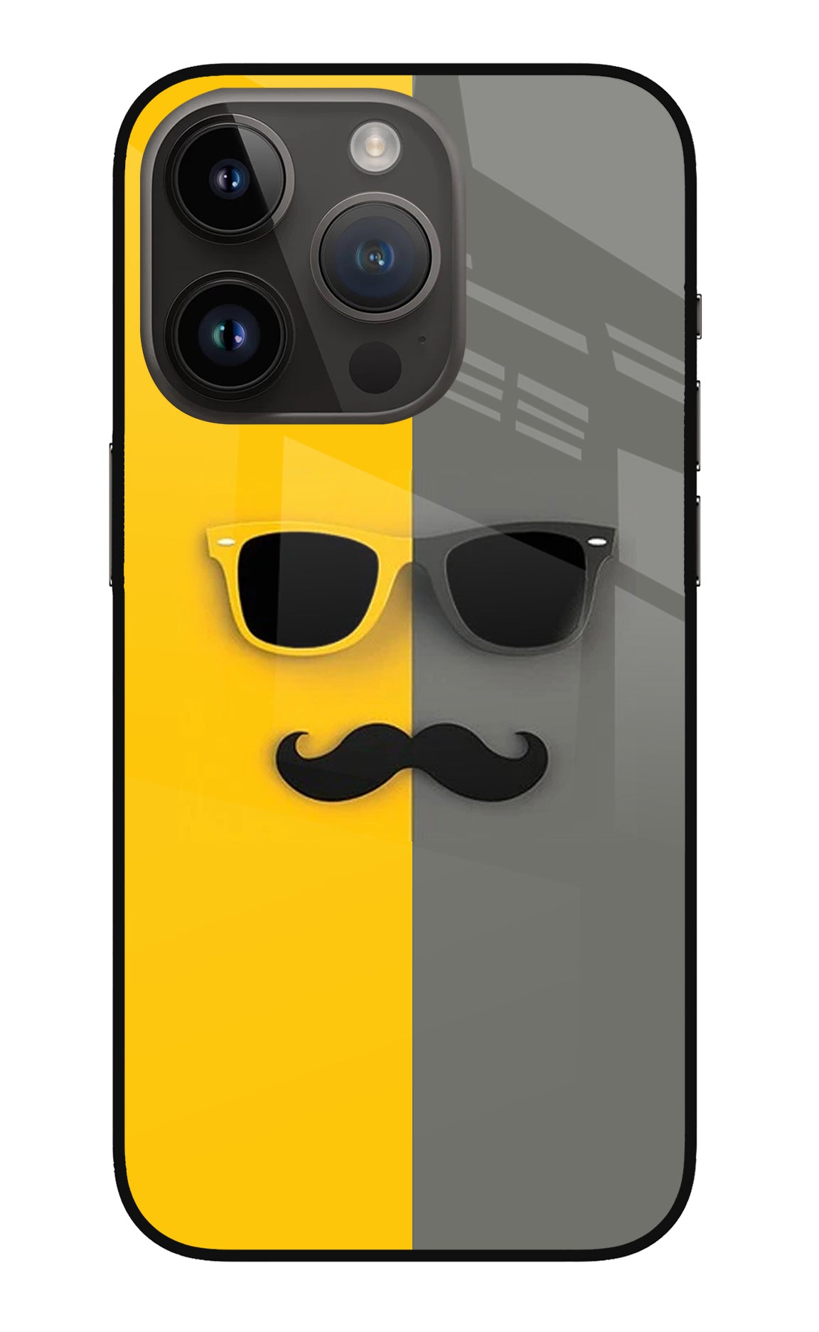 Sunglasses with Mustache iPhone 14 Pro Glass Case