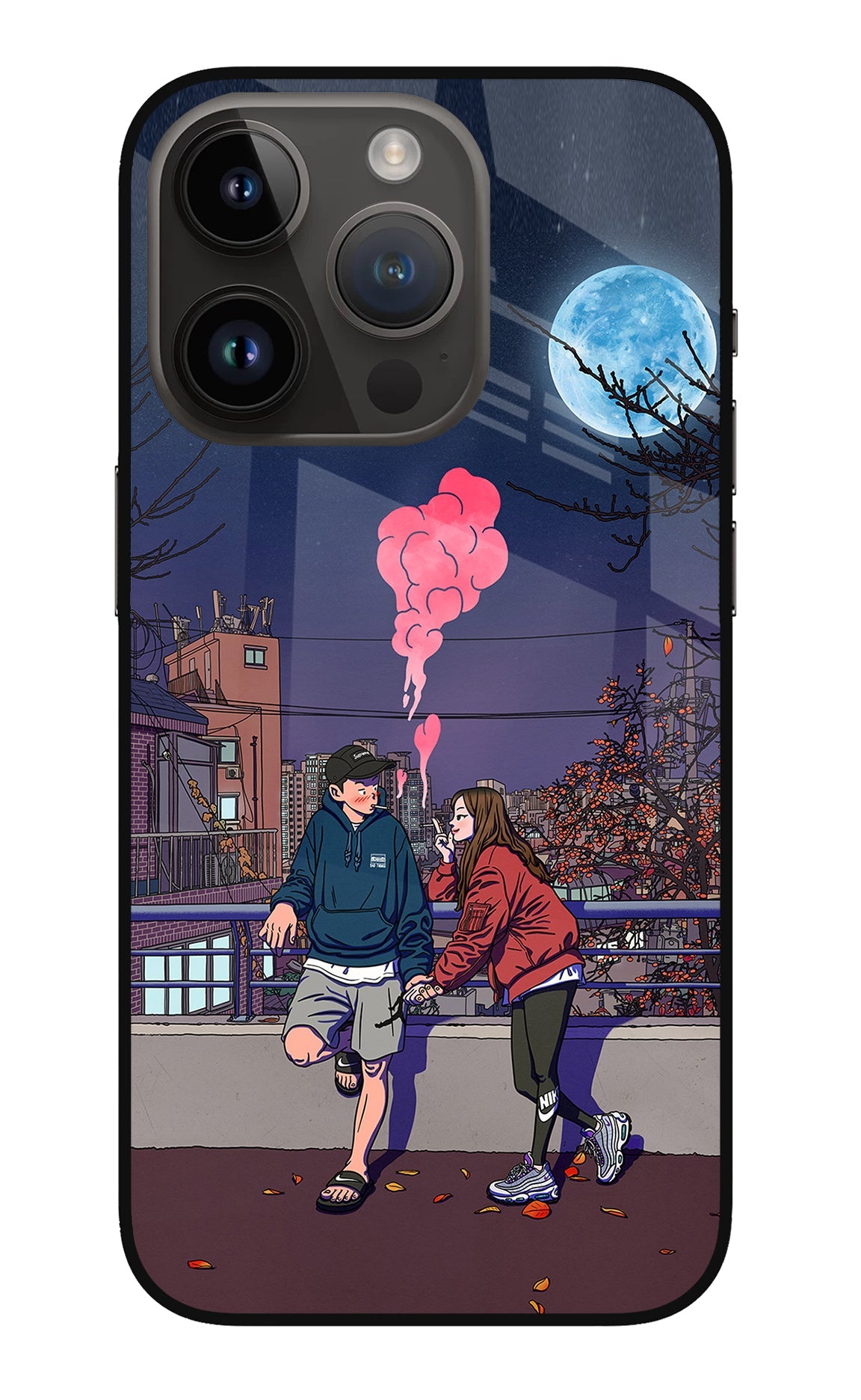 Chilling Couple iPhone 14 Pro Glass Case