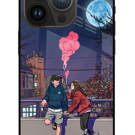 Chilling Couple iPhone 14 Pro Glass Case Back Cover by Casekaro