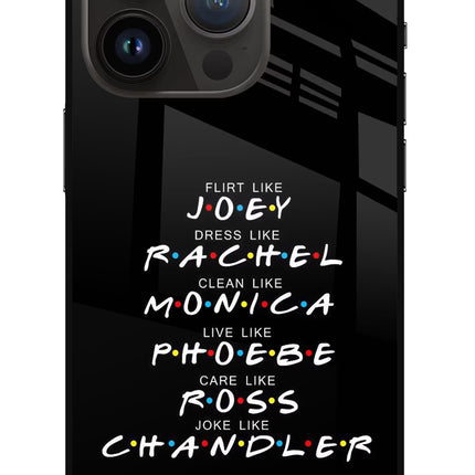 FRIENDS Character iPhone 14 Pro Glass Case Back Cover by Casekaro