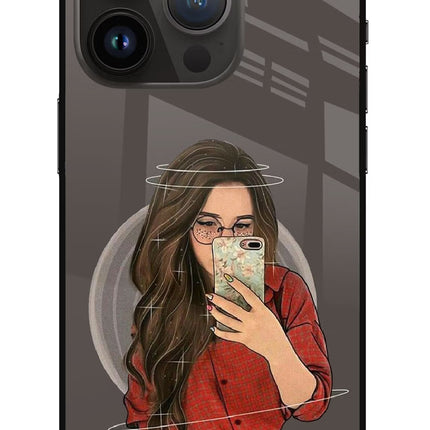 Selfie Queen iPhone 14 Pro Glass Case Back Cover by Casekaro