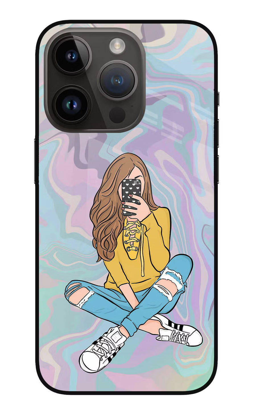 Selfie Girl iPhone 14 Pro Back Cover, Metal case