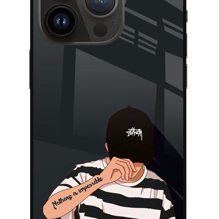 Aesthetic Boy iPhone 14 Pro Glass Case Back Cover by Casekaro