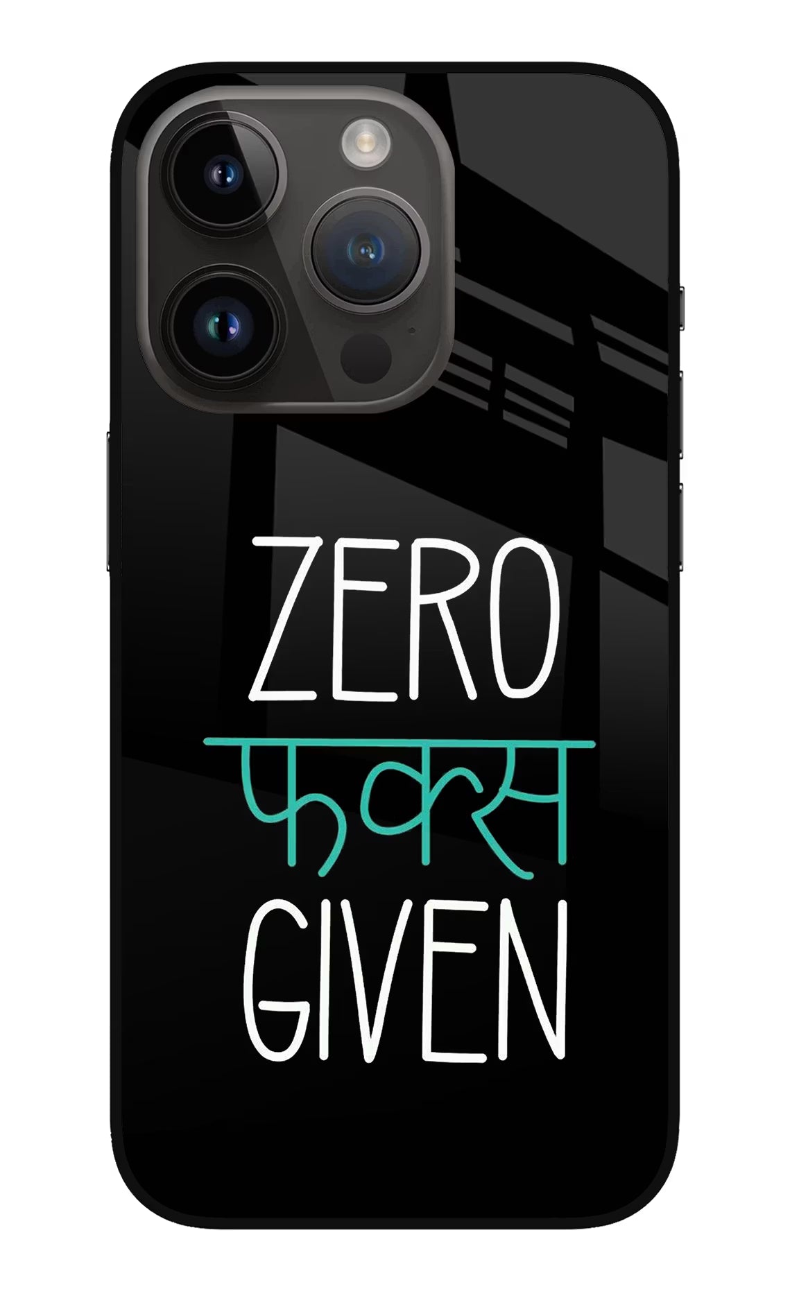 Zero Fucks Given iPhone 14 Pro Glass Case Back Cover by Casekaro