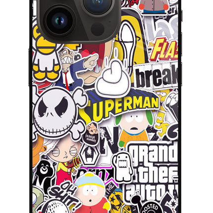 Sticker Bomb iPhone 14 Pro Glass Case Back Cover by Casekaro