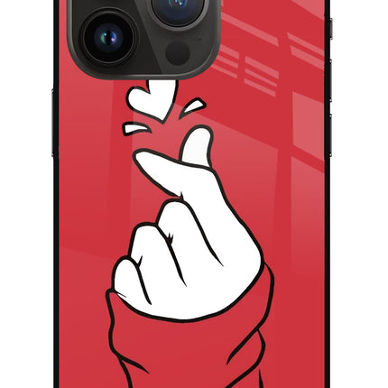 Korean Love Sign iPhone 14 Pro Glass Case Back Cover by Casekaro