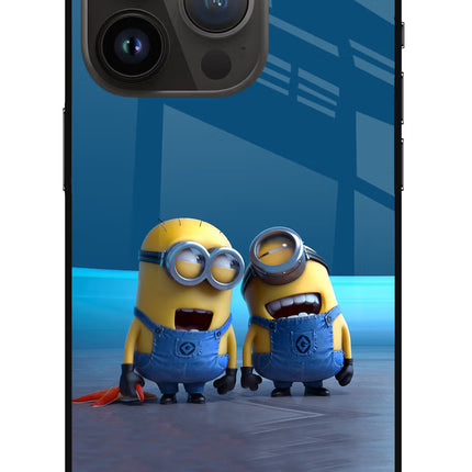 Minion Laughing iPhone 14 Pro Glass Case Back Cover by Casekaro