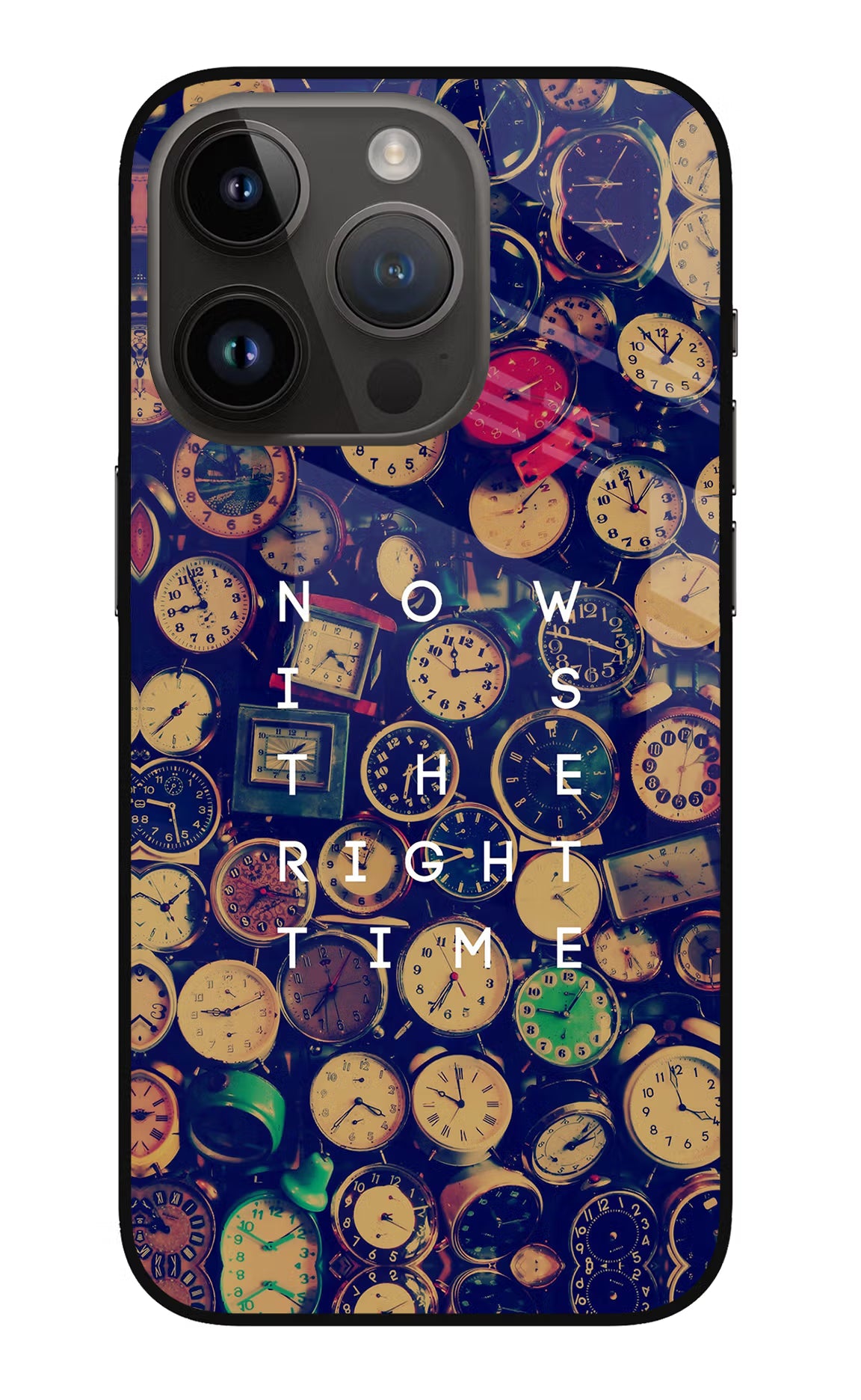 Now is the Right Time Quote iPhone 14 Pro Glass Case Back Cover by Casekaro