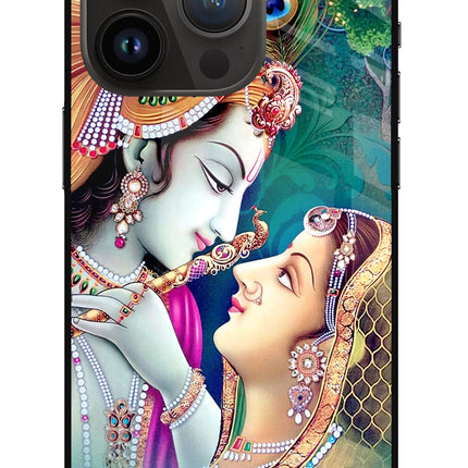 Lord Radha Krishna iPhone 14 Pro Glass Case Back Cover by Casekaro