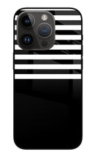 Black and White Print iPhone 14 Pro Glass Case Back Cover by Casekaro