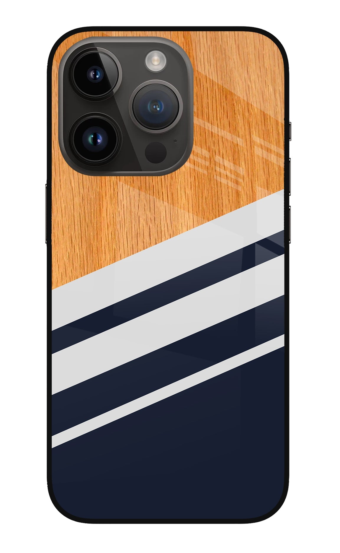 Blue and white wooden iPhone 14 Pro Back Cover