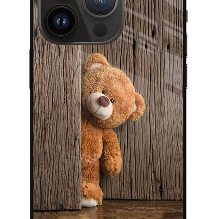 Teddy Wooden iPhone 14 Pro Glass Case Back Cover by Casekaro