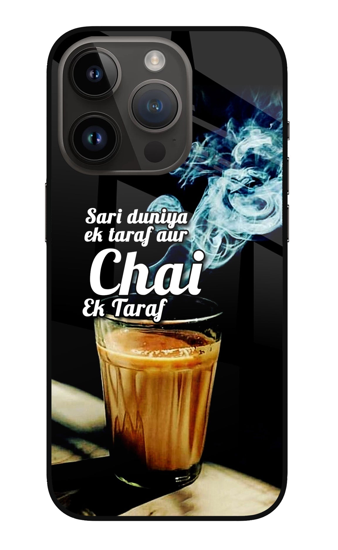 Chai Ek Taraf Quote iPhone 14 Pro Glass Case