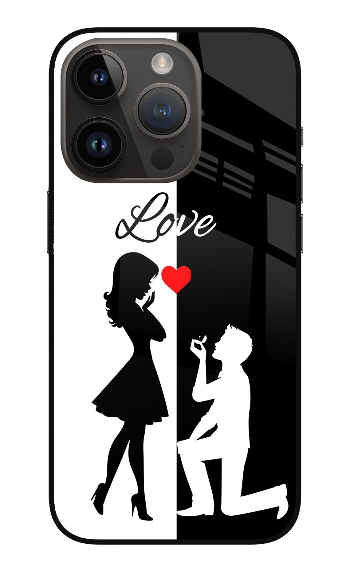 Love Propose Black And White iPhone 14 Pro Back Cover