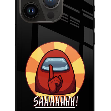 Among Us Shhh! iPhone 14 Pro Glass Case Back Cover by Casekaro