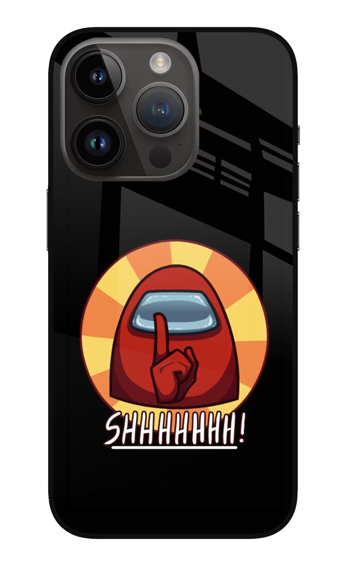 Among Us Shhh! iPhone 14 Pro Glass Case Back Cover by Casekaro