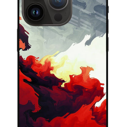 Fire Cloud iPhone 14 Pro Glass Case Back Cover by Casekaro