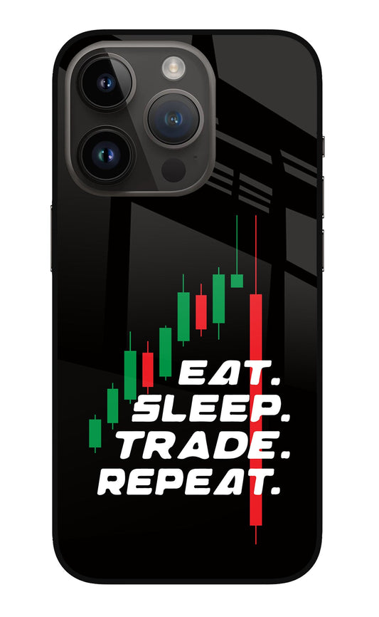 Eat Sleep Trade Repeat iPhone 14 Pro Glass Case