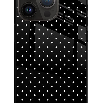 White Dots iPhone 14 Pro Glass Case Back Cover by Casekaro