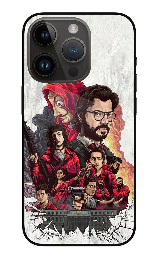 Money Heist Artwork iPhone 14 Pro Glass Case