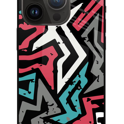 Geometric Graffiti iPhone 14 Pro Glass Case Back Cover by Casekaro