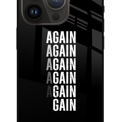 Again Again Gain iPhone 14 Pro Glass Case Back Cover by Casekaro