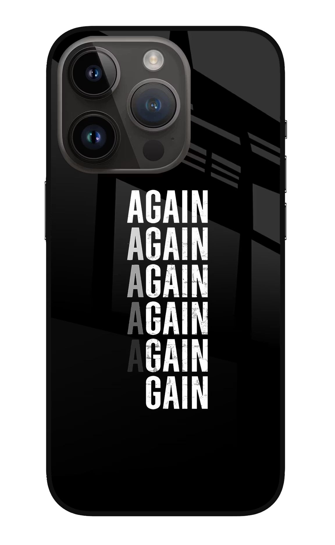 Again Again Gain iPhone 14 Pro Glass Case Back Cover by Casekaro