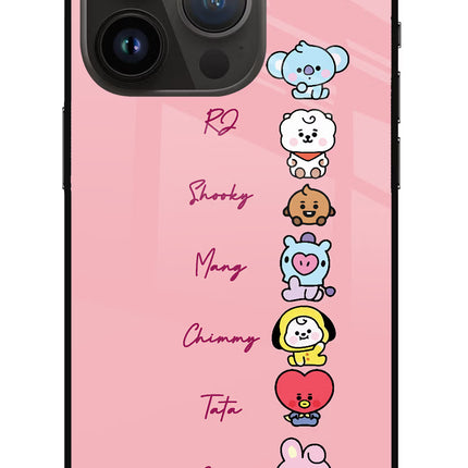 BTS names iPhone 14 Pro Glass Case Back Cover by Casekaro