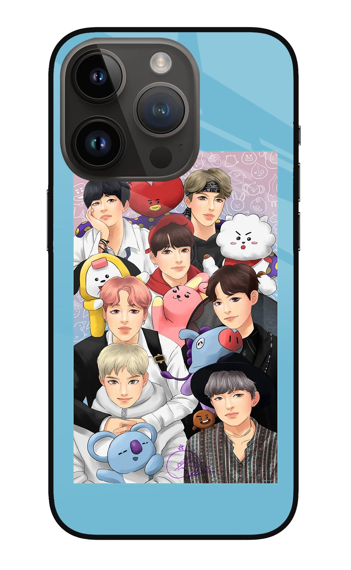 BTS with animals iPhone 14 Pro Glass Case