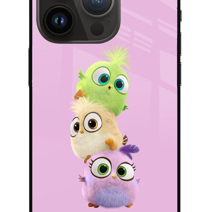 Cute Little Birds iPhone 14 Pro Glass Case Back Cover by Casekaro