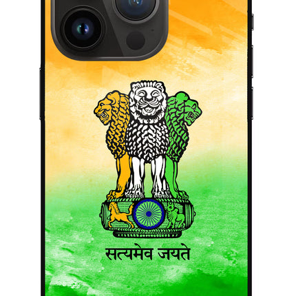 Satyamev Jayate Flag iPhone 14 Pro Glass Case Back Cover by Casekaro