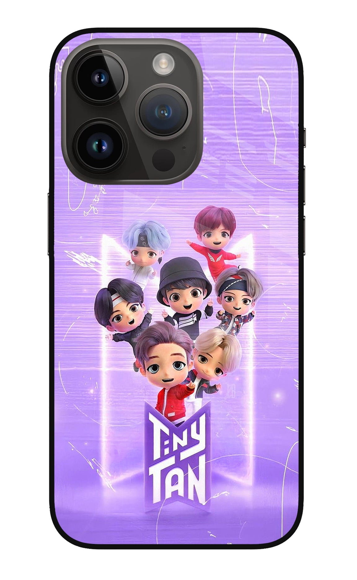 BTS Tiny Tan iPhone 14 Pro Glass Case