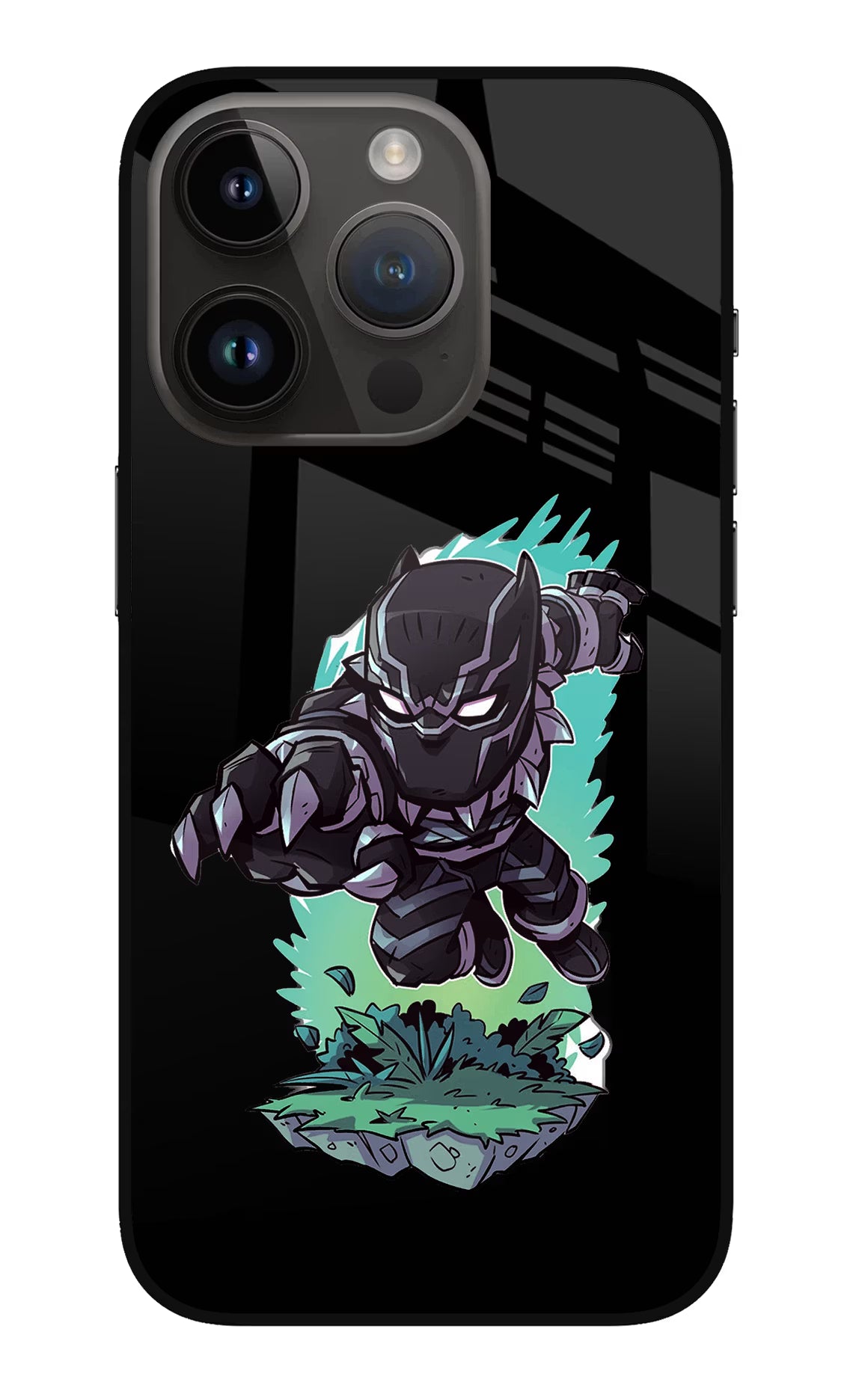 Black Panther iPhone 14 Pro Glass Case Back Cover by Casekaro