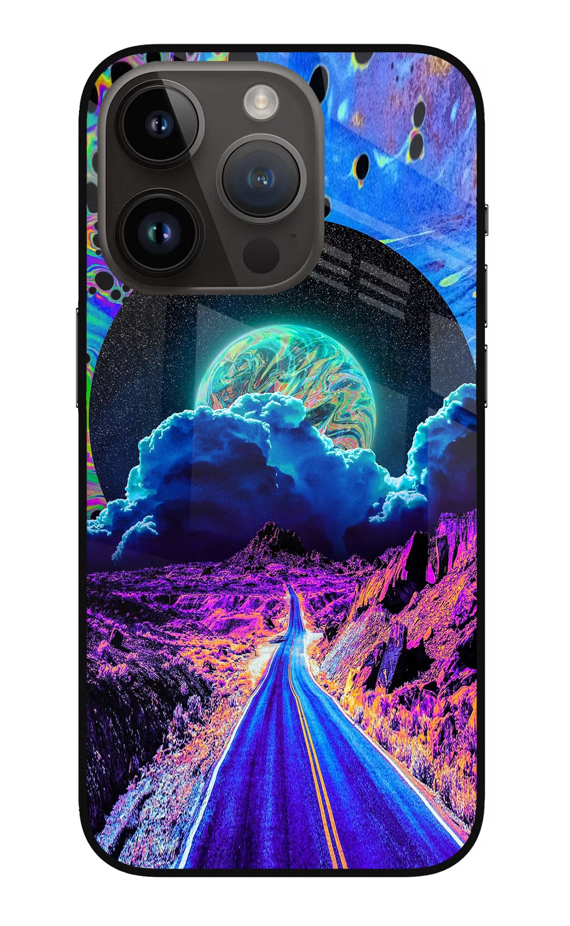 Psychedelic Painting iPhone 14 Pro Glass Case Back Cover by Casekaro